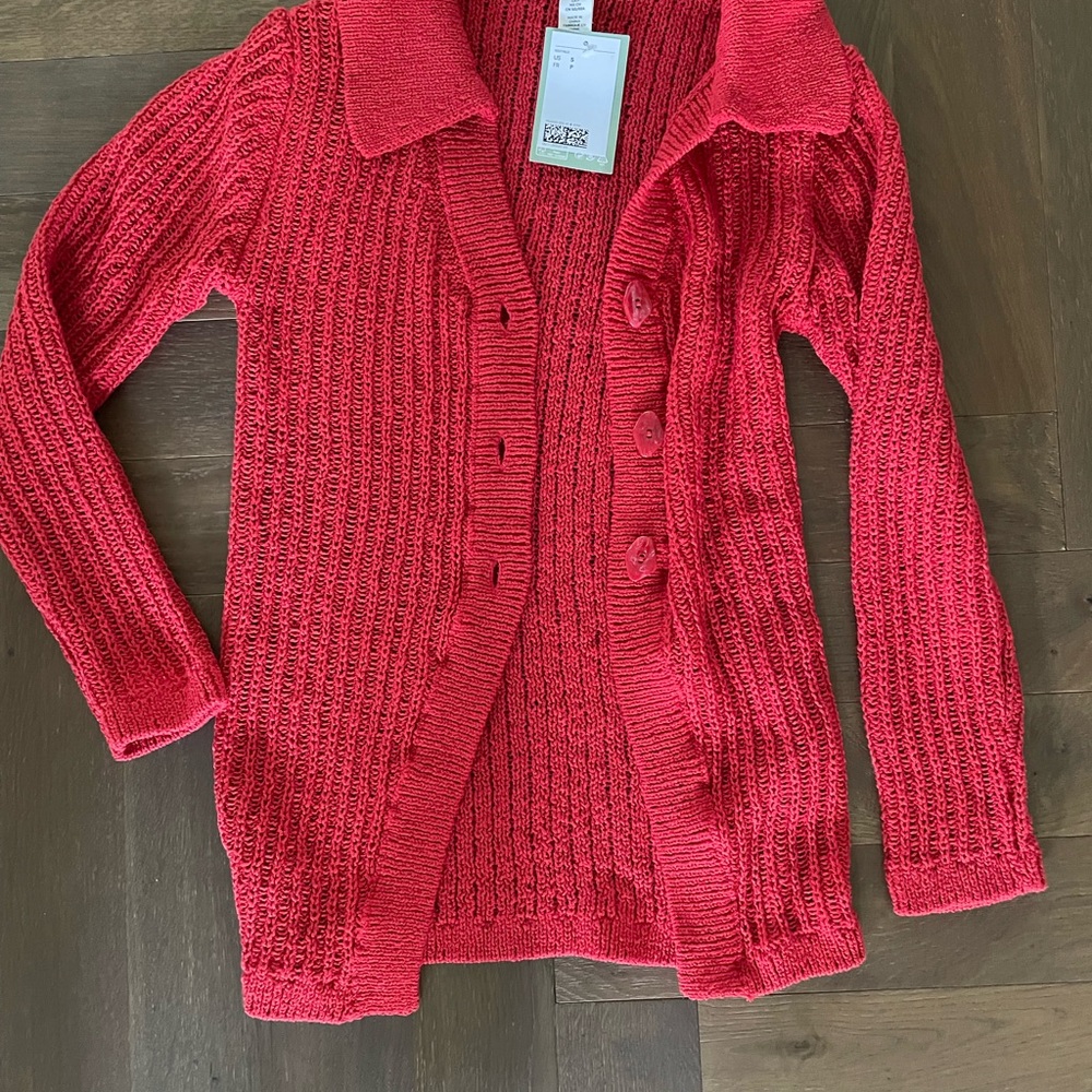 H&M Red Cable-Knit Cardigan Sweater